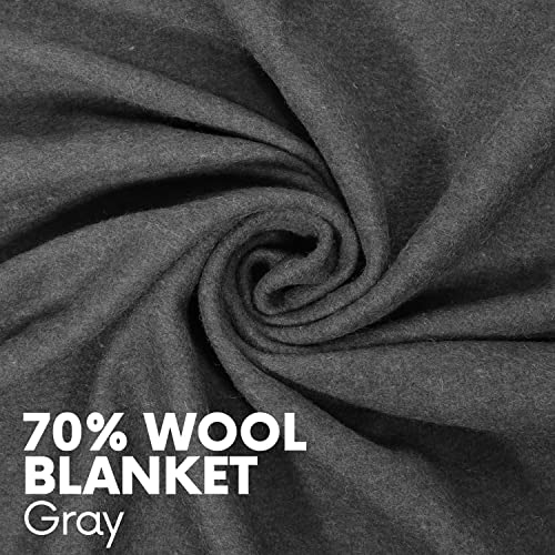 Jmr Usa Inc. Military Wool Blanket for Camping, Emergency and Everyday Use, Fire Retardant Extra Thick and Warm Outdoor Wool Blanket, 70% Wool, Grey, Size 62X84.
