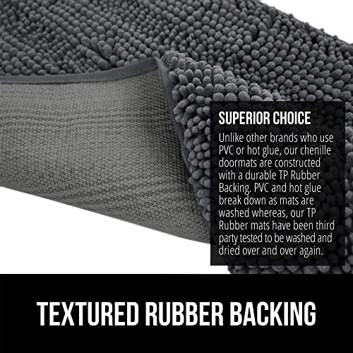 Gorilla Grip Soak Stopper Absorbent Indoor Chenille Doormat, 36x24, Muddy Dog Washable Mat, Quick Dry Soft Microfiber, Durable Rubber Backing, Absorbs Water and Moisture, Door Mat for Entry, Charcoal