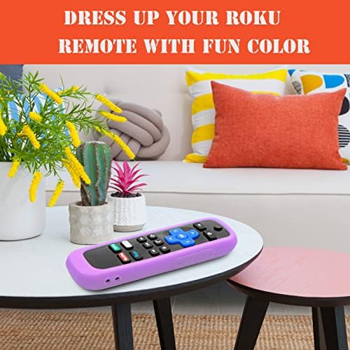 2Pack Case for Roku Remote, Cover for Hisense Roku TV Steaming Stick/Express Universal Replacement Controller Silicone Sleeve Skin Glow in The Dark Sky and Purple