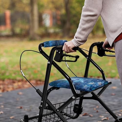 Dolphin Flower Rollator Walker Accessories Cute Walker Seat Covers for Ladies Pattern Rollator Walker Seat and Backrest Covers Universal Walkers for Seniors with Seat Covers Gifts