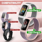 Sport Loop Nylon Watch Bands Compatible with Fitbit Charge 6/5, Adjustable Breathable Replacement Soft Nylon Loop Wristband for Women/Men