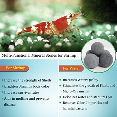 SunGrow Shrimp Tourmaline Balls for Aquarium, 0.4” Calcium-Rich Balls, Shrimp Tank Accessories, Successful Shedding, Impart Vibrance, 20 Balls per Pack