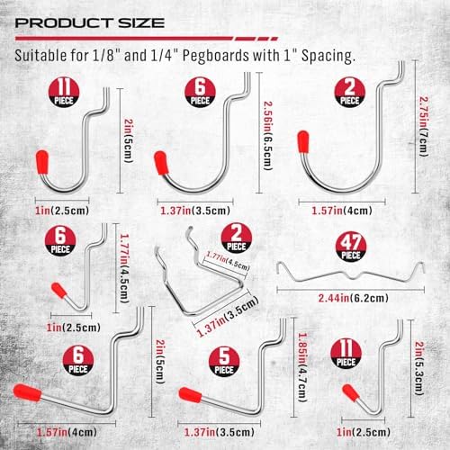Ultimate 121-Piece Pegboard Hooks Set, Pegboard Accessories with Metal Hooks, Durable Peg Board Organizer Accessories, Pegboard Bins, Peg Board Tool Utility Hooks, Peg Board Hooks
