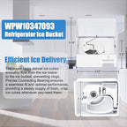 Upgraded WPW10347093 W10347093 W10347100 Ice Bucket Compatible with Whirlpool Maytag KitchenAid Refrigerator Ice Maker Replacement Parts WRF736 WRF757 WRF767 WRF989 KFIS29 KRFF507 Removable Ice Bin