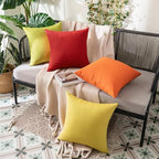 MIULEE Pack of 2 Decorative Christmas Outdoor Solid Waterproof Throw Pillow Covers Linen Garden Farmhouse Cushion Cases for Patio Tent Balcony Couch Sofa 18x18 inch Red