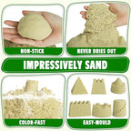 Sand Construction Kit with A Big Foldable Sandbox and 2.2lbs Magic Sand, Truck Sand Construction Toys Including Castle Molds and Other Accessories 36Pcs Total, Play Sand Art Set for Kids 3+