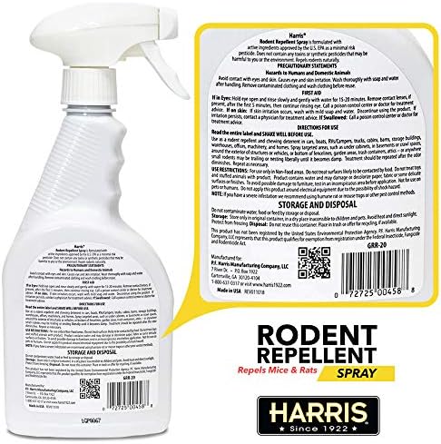 Harris Peppermint Oil Mice & Rodent Repellent Spray for House and Car Engines, Humane Mouse Trap Substitute, 20oz