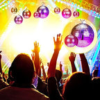 WILLBOND 12 Pack Disco Ball Mirror Ball with Hanging Ring for Fun Retro Disco Party Decorations Party Dj Lighting Effect Stage Props Game Accessories, 5.91", 3.94", 3.15", 2.36"(Pink)