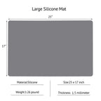 Gartful Silicone Mats for Kitchen Counter, Thicker 0.06", 25 x 17 inches Multipurpose Table Mat, Silicone Pad Desk Work Mat, Nonstick Nonskid Heat-Resistant Pad, Placemat, Dark Gray