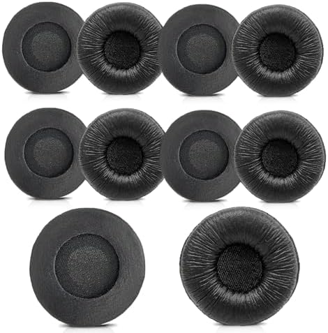 Jabra Headset Ear Cushions, Earpads Replacement 50mm Ear Pad Covers for Jabra PRO 920 930 935 9450 GN 2000 BIZ 1500 2400II Plantronics Blackwire 3220 3320 C320 HW251N HW261N HW520 Headphones (10 Pack)