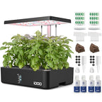 iDOO Hydroponics Growing System Kit 12Pods, Christmas Gifts for Women Mom, Herb Garden Indoor with LED Grow Light for Home, Built-in Fan, Auto-Timer, Adjustable Height Up to 11.3", 12Pods Kit-Black