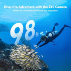 Z10 2K Action Camera, 128GB Wearable Sports Camera with Waterproof Case, Magnetic Clip, and Quick-Mount Accessories, Small Body Camera for Cycling, Diving, Travel, and Outdoor Adventures