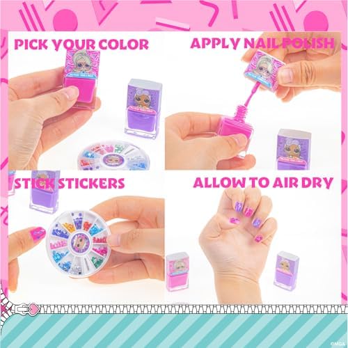 L.O.L. Surprise! Makeup Filled Backpack Set, Including Lip Balm, Nail Polish, Nail File, Hair Bows, and Other Accessories, Perfect for Parties, Sleepovers and Makeovers, Ages 3+, by Townley Girl
