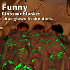 Glow in The Dark Blanket Dinosaur Blanket for Boys Kids Soft Cute Dino Blanket Christmas Toys Gifts Gray Glowing Dinosaur Blanket for Bed 90x90 inch
