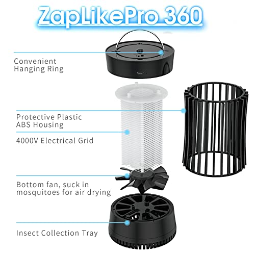 AICase Portable USB Electronic Rechargeable Mosquito Killer Lamp/Bug Zapper for Summer Trip,Outdoor Camping,Patio,Home and Garden,Mosquito Trap Indoor,Moth Trap/Bug Killer/Mosquito Killer Light(Black)