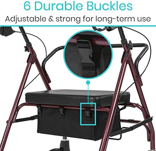 Vive Rollator Accessories Bag - Under Seat Rollator Walker Basket for Seniors - Extra Large - Underseat Pouch Tote for Rolling Walkers - with Reinforced Liner to Prevent Sagging