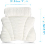 Bath Pillow for Tub, Bathtub Spa Pillow with Neck Head Back Support, Bath Cushion 5D Air Mesh Breathable Bath Pillow for Hot Tub with 6 Strong Suction Cups,Bath Tub Accessories Luxurious, White