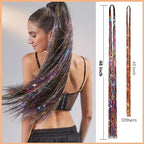 Hair Tinsel Kit (48 Inch,12 Colors, 3800 strands), Fairy Tinsel Hair Extensions with Tools - Glitter Hair Tinsel Heat Resistant Accessories for Girls Women Kids Christmas New Year Halloween Cosplay
