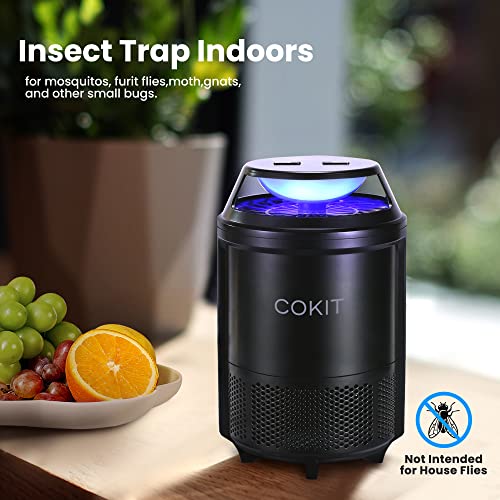 COKIT Indoor Insect Trap, 2 Mode Catching Insects with Suction, Bug Light and 6 Glue Board, Catcher & Killer for Mosquito, Gnat, Moth, Fruit Flies, Non-Zapper Traps for Home, Black-2