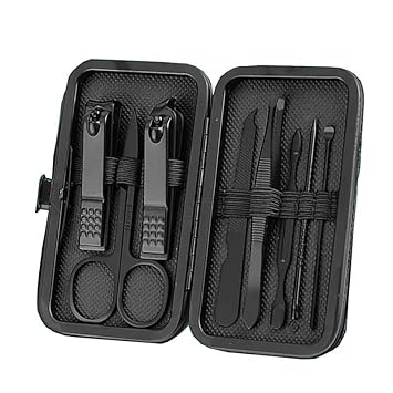 Black Nail Clipper Set, Men's Stainless Steel Nail Clippers, Callus Removal Ear Scoop Set, Hand and Foot Beauty Tool Kit