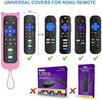 Remote for Roku TV & Cover for Hisense Roku Remote, 2-Pack Remotes Replacement Cover Compatible with Hisense Roku TV Remote, Replacement for Hisense Roku TV Remote (Pink)