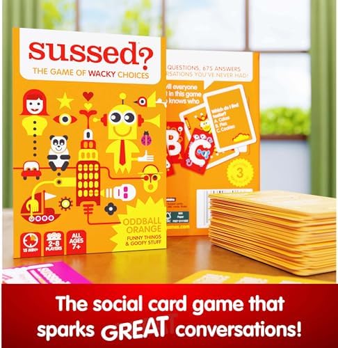 SUSSED The Wacky ‘What Would You Do?’ Social Card Game - Kids Stocking Stuffer & Family Travel Game - Fun & Easy to Play - All Ages 7 and Up - Oddball Orange Deck