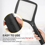 mafiti 2 in 1 Electric Fly Swatter Rechargeable with Flashlight Mosquito Zapper Bug Zapper Racket Fly Killer Indoor Outdoor Light Camping Accessories (Black)