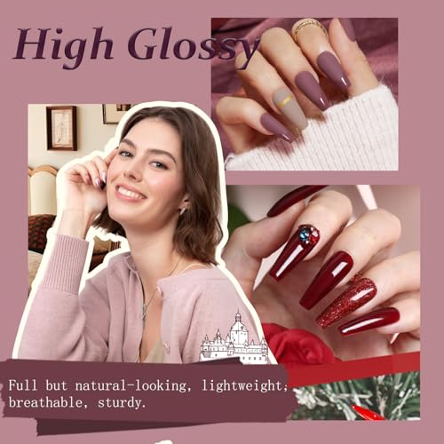 170Pcs Dip Powder Nail Kit, AZUREBEAUTY 36 Colors Brown Purple Christmas New Year Winter Dip Nail Powder Starter Set with Essential Liquid and Removal Accessories Set for French Nail Manicure Salon