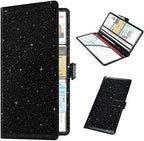 RSAquar unisex Car Registration and Insurance Holder, Vehicle Glove Box Organizer Cool Car Accessories, Car Document Holder for Cards, Driver License and Essential Document, Black Glitter