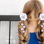 OAOLEER 6PCS Hair Bows for Girls, Flower Hair Accessories for Girls Grosgrain Ribbon Bows With Alligator Clips Girl Hair Accessories for Kids Teen Back to School (Flower Bows-A)