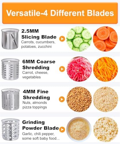 Stainless Steel Slicer Shredder Attachment for KitchenAid Mixers, Large Salad Maker,Cheese Grater Accessories with 4 Thick Blades,Dishwasher Safe