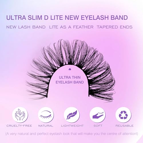 Royaomis D Curl Cat Eye lashes Wispy Russian Strip Lashes that Look Like Extensions 8D False Eyelashes Natural Look Pack 10 Pairs (RM-39)