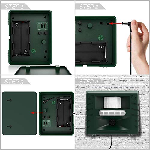 ASPECTEK Yard Sentinel Ultrasonic Animal Repellent, Waterproof Ultrasonic Cat Fox Repeller with Motion Detector, Pet Dog Deterrent, Rabbit Rat Scare for Garden Yard Field Farm, 4 Key Remote (UK Plug)