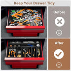 【𝟰𝟲𝗣𝗖𝗦】【5 Size】A-LUGEI Tool Box Organizer Tray Divider Set, 【Black】 Desk Drawer Organizer, Garage Organization and Storage Toolbox Accessories Rolling Tool Chest Cart Cabinet WorkBench Small Part