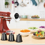 Slicer Shredder Attachment for Kitchen Aid Stand Mixer, Cheese Grater Attachment for Kitchen Aid Stand Mixer, Salad Maker Accessory for Kitchenaid, Vegetable Slicer Accessories with 3 Blades