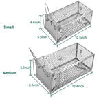 SZHLUX 2-Pack Rat Trap, Humane Mouse Traps Work for Indoor and Outdoor,Small Rodent Animal-Mice Vole Chipmunk Hamsters Live Cage,Catch and Release(SZ-SL2614X2S)