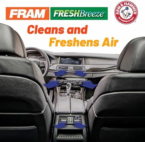 FRAM Fresh Breeze Cabin Air Filter Replacement for Car Passenger Compartment w/ Arm and Hammer Baking Soda, Easy Install, CF10134 for Honda Vehicles, white