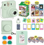 Fujifilm Instax Mini 12 Instant Camera Mint Green + Shutter Compatible Carrying Case + Fuji Film Value Pack (20 Sheets) + Shutter Accessories Bundle, Color Filters, Photo Album, Assorted Frames
