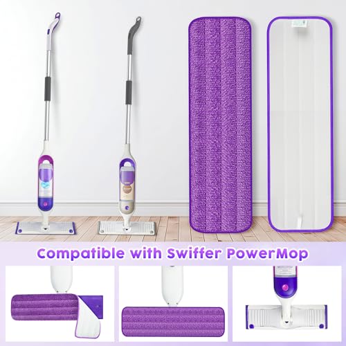 6 Pack Reusable Mop Pads Compatible with Swiffer PowerMop, Power Mop Refills Power Mop Refill Pads Wet Pads Refill Mop Pads Refills Machine Washable Thicken Microfiber Mop Pads for Hardwood Floor