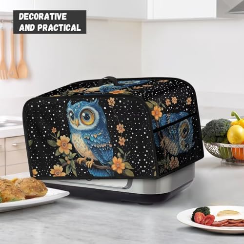 Floral Owl Crock Pot Covers For Kitchen Counter Electric Appliance Protector, Dust Protection Pressure Cooker Cover for 8 Quart Instant Pot and Air Fryer Accessories