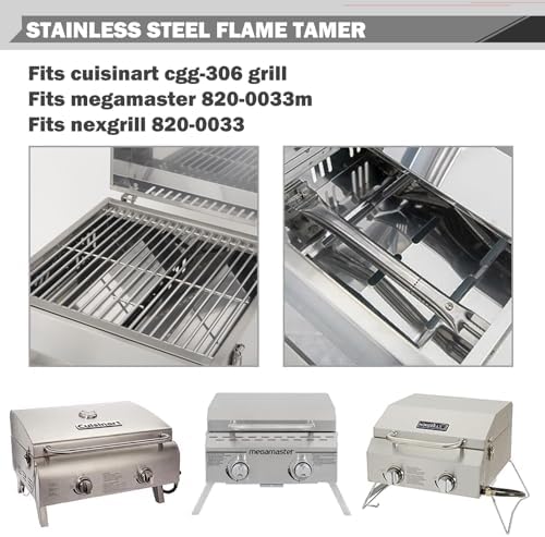 Oklagarden Flame Tamer Replacement for Nexgrill Replacement Parts 820-0033 820-0007B 2 Burner Heat Plates Megamaster 820-0033M Parts Heat Shield Grill Parts Cuisinart CGG-306 Flame Tamer Grill Parts