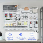 Keepo Pegboard Combination Kit, Pegboards and Accessories Modular Hanging for Wall Organizer, Crafts Organization, Ornaments Display, Nursery Storage, Peg Board (White, 33″×22″)