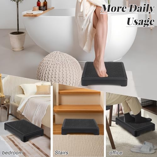 RayLove Mobility One Step Stool for Adults & Seniors, Non-Slip Bathroom Step Stool, Indoor/Outdoor Portable Stair Assist, Platform Step for Office, Kitchen, Cars and Bedroom, 400lbs Capacity, Black
