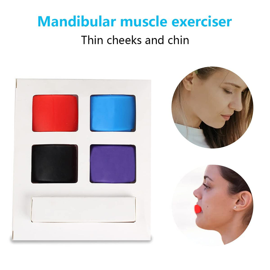 Quesuc 4 Pieces Jaw Trainer Ball, Jaw Line Chewing Trainer, Double Chin Trainer Ball, Define Jaw Line, Jaw Trainer Fitness Ball Neck Face Lifting, Jaw Chewing Ball (Four Colors)