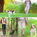 Hotsky Tactical Dog Leash Heavy Duty for Medium Large Dogs That Pull,4-6Ft Strong Bungee Shock Absorbing No Pull Dog Leash with Padded Double Handle and Car Seatbelt,Leaves