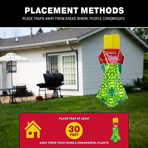 Catchmaster Japanese Beetle Traps Outdoor 3PK, Flying Insect Trap Bag with Dual Pheromone Food Lure, Hanging Bug Catcher for Backyard & Garden, Pest Control for Plants, Trees, Vegetables & Flowers
