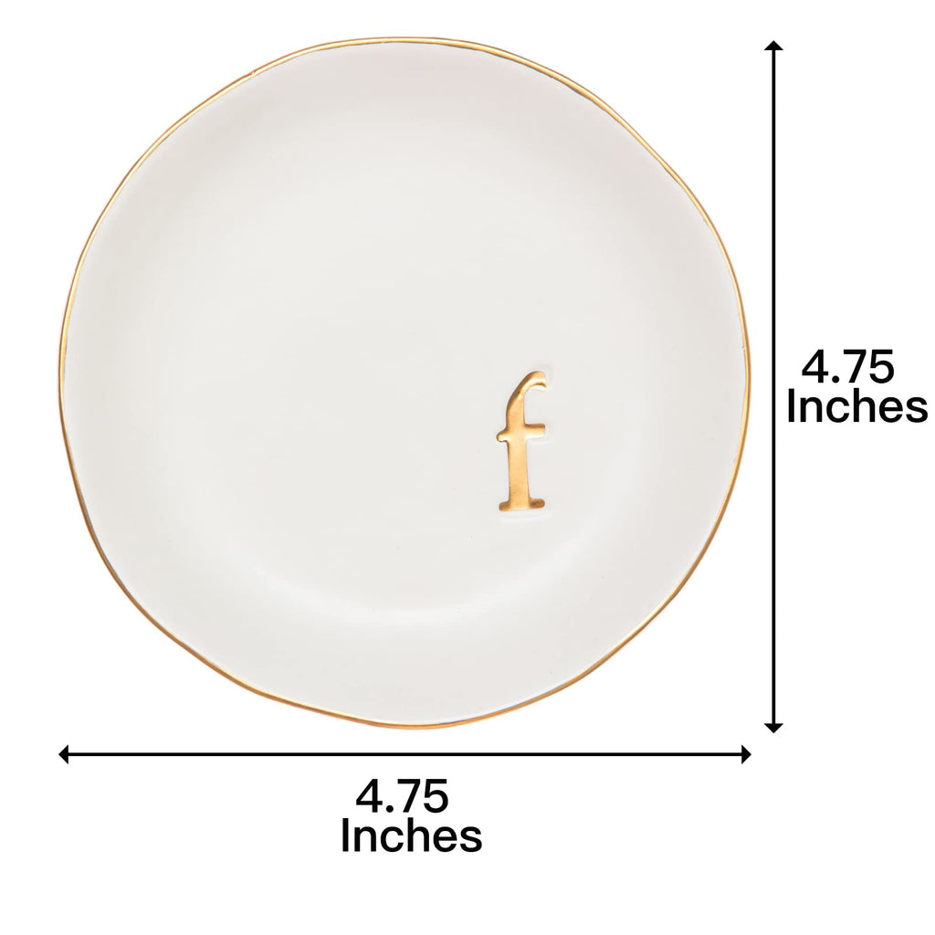 COLLECTIVE HOME - Ceramic Jewelry Tray, Decorative Trinket Dish for Rings Earrings Necklaces Bracelet Watch Keys, Birthday Mother's Day for Women, 4.75", White Surface (F)