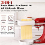 Pasta Maker Attachment 3 in 1 Set for All KitchenAid Stand Mixers Included Pasta Sheet Roller, Spaghetti Cutter, Fettuccine Cutter Maker Accessories and Cleaning Brush