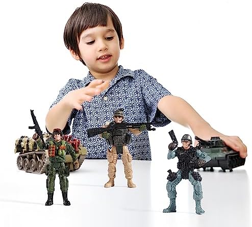 US Army Men and SWAT Team Toy Soldiers Action Figures with Military Weapons Accessories for Kids Boys Girls,12Pcs