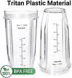 Replacement Blender Cup with Lid (2 Pack) 24 Oz Cups For Ninja Auto iQ BL480 BL482 BL642 BL682 BL450 BN401 BN751 BN801 Foodi SS351 SS151 SS401 Ninja Blender Auto iQ Blade